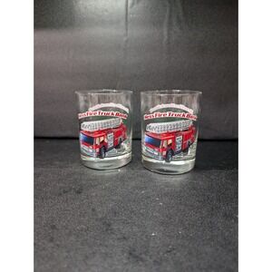 Hess Fire Truck Bank Drinking Glasses, Set Of 2,‎ 1996 Classic Series, Barware